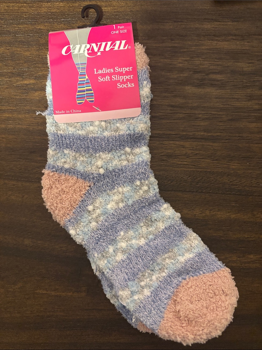 Carnival Ladies Super Soft Pink & Light Blue Slipper Socks
